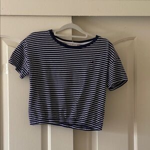 TOMMY HILfIGER Navy and White Striped T-Shirt. Size 16.